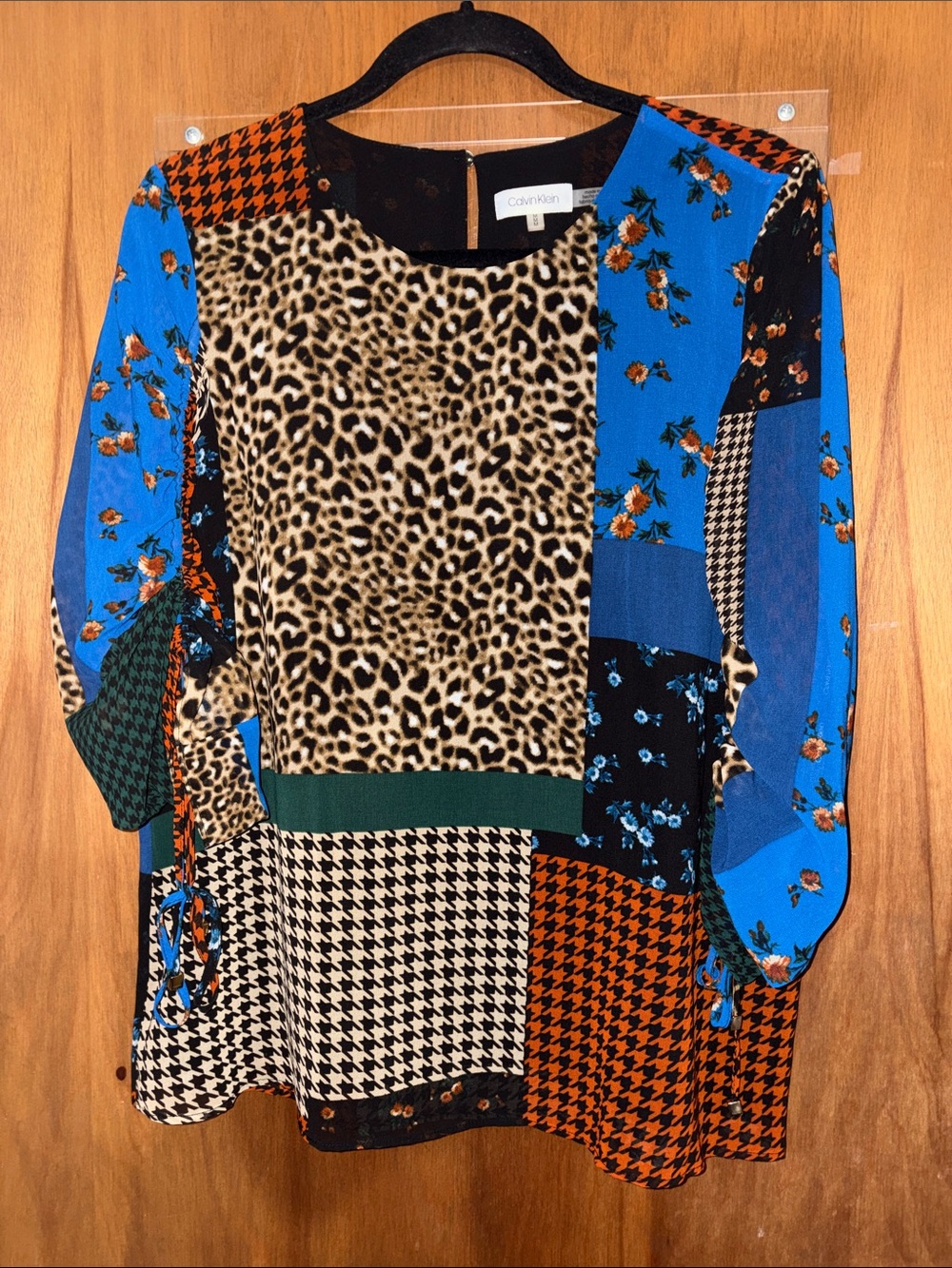 Calvin Klein Patchwork Animal & Floral Print Blouse